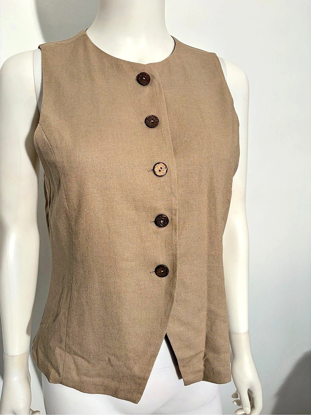 #1020 Zenana Brand New!  Pretty Tan Button-Front Vest.